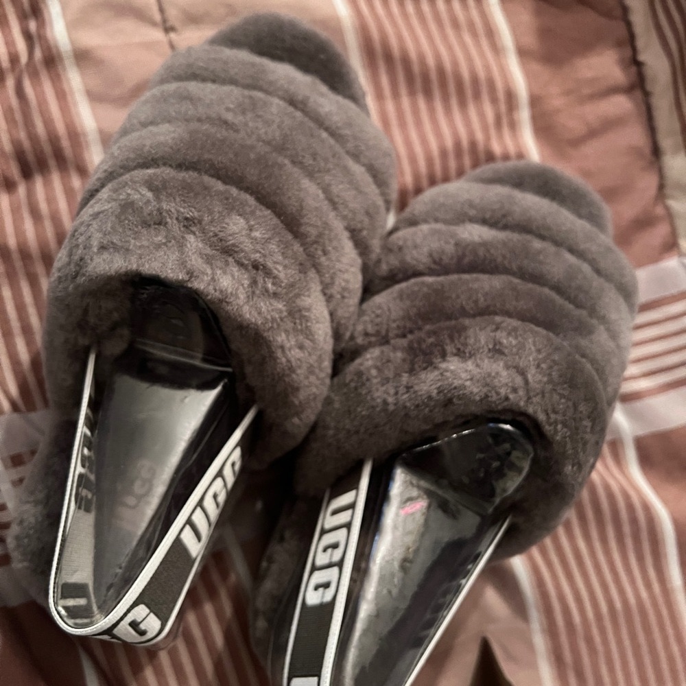 UGG®FLUFF YEAH SLIDE Size:8 Color:Charcoal/Gray